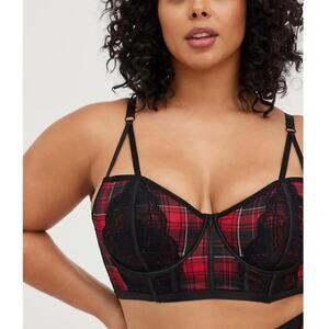 ***SIZE 6X*** TORRID  UNLINED LONGLINE STRAPPY BRALETTE - PLAID RED SIZE 6